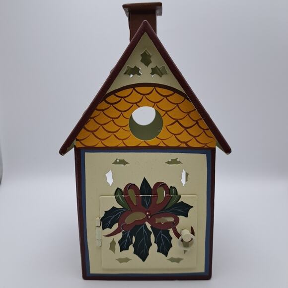 NEW Lenox Winter Greetings Metal Birdhouse Tea Light Candle Holder Cardinal Bird - Picture 9 of 11